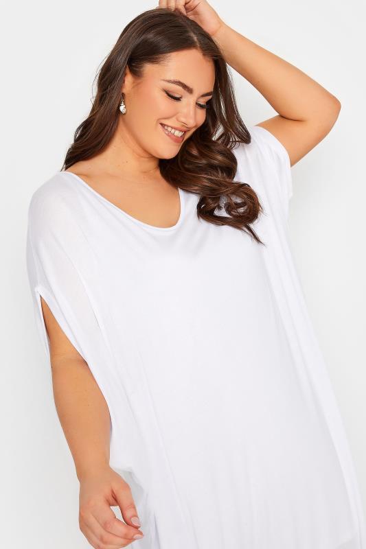YOURS Curve Plus Size White Double Layered Midi Dress | Yours Clothing  5