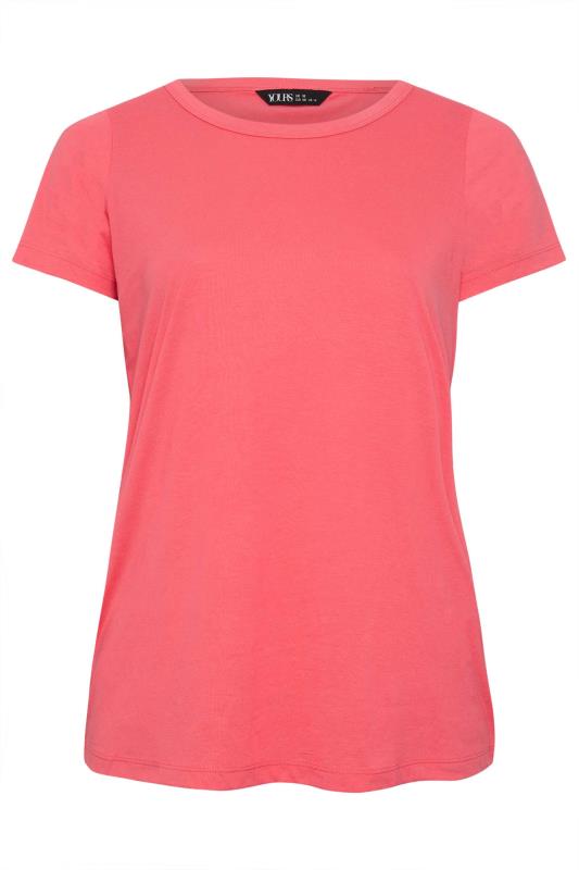 YOURS Plus Size Coral Pink Short Sleeve T-Shirt | Yours Clothing 5