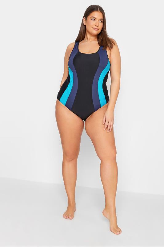 LTS Tall Women's Blue Contrast Active Swimsuit | Long Tall Sally 2