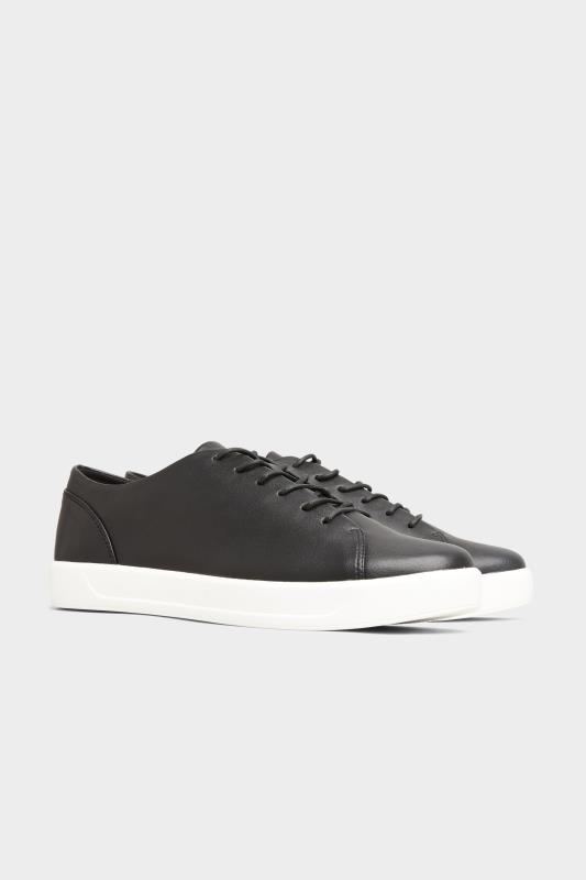 Tall  Yours Black Vegan Leather Basic Trainers In Extra Wide Fit