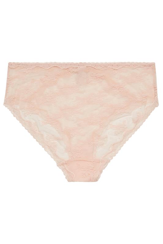 YOURS 2 PACK Curve Pink & Cream Sheer Lace Knickers | Yours Clothing  8