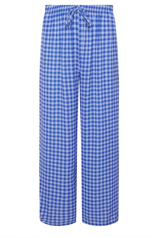 PixieGirl Petite Women's Blue Gingham Wide Leg Trousers | PixieGirl 5