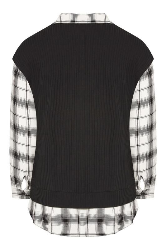 YOURS LONDON Curve Black & White 2 In 1 Knitted Jumper Shirt_BK.jpg