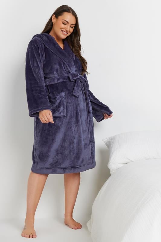  Tallas Grandes YOURS Curve Purple Hooded Dressing Gown