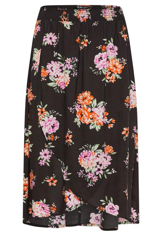 YOURS Plus Size Black Floral Print Tulip Skirt | Yours Clothing 5