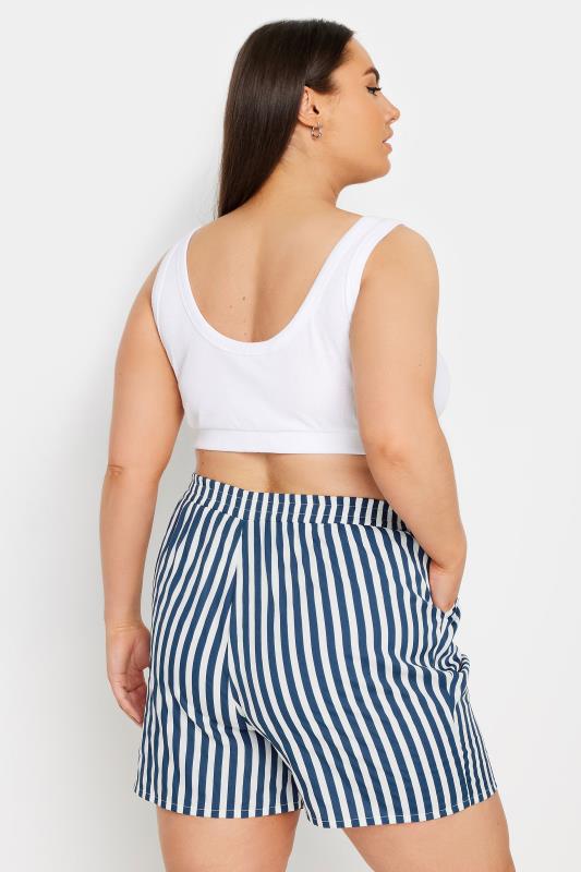 YOURS Plus Size Blue Stripe Print Shorts | Yours Clothing 4