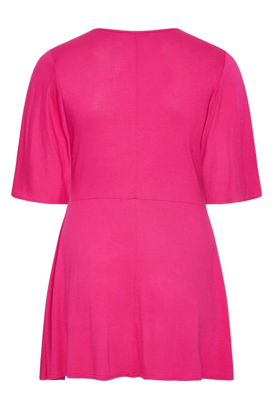 LIMITED COLLECTION Plus Size Hot Pink Keyhole Peplum Top | Yours Clothing 7