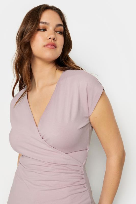 LTS Tall Women's Dusty Pink Short Sleeve Wrap Top | Long Tall Sally  4