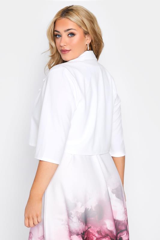 Plus Size White Cropped Blazer | Yours Clothing 3