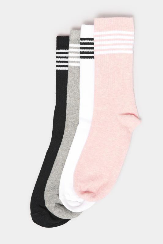 YOURS Plus Size 4 PACK Pink & White Stripe Ankle Socks | Yours Clothing  3