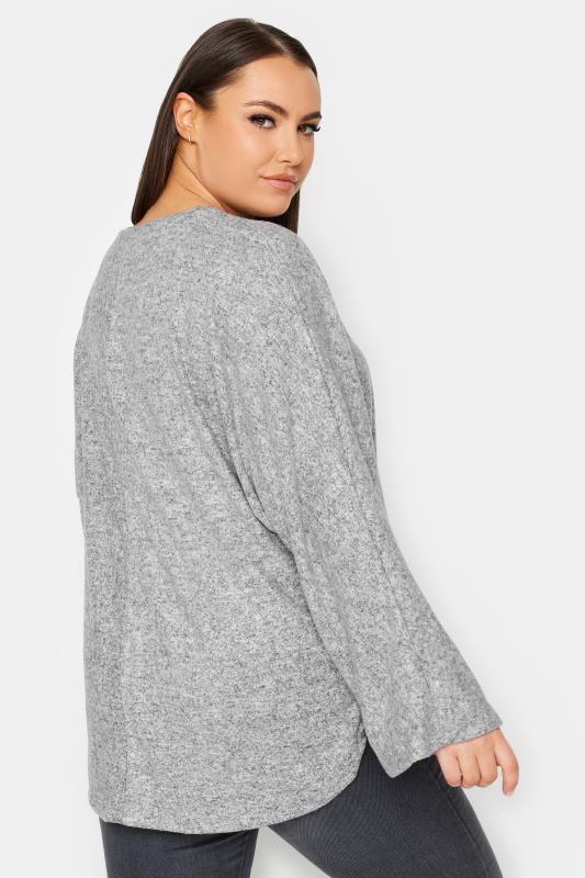 YOURS Plus Size Grey Front Seam Soft Touch Jumper | Yours Clothing 3