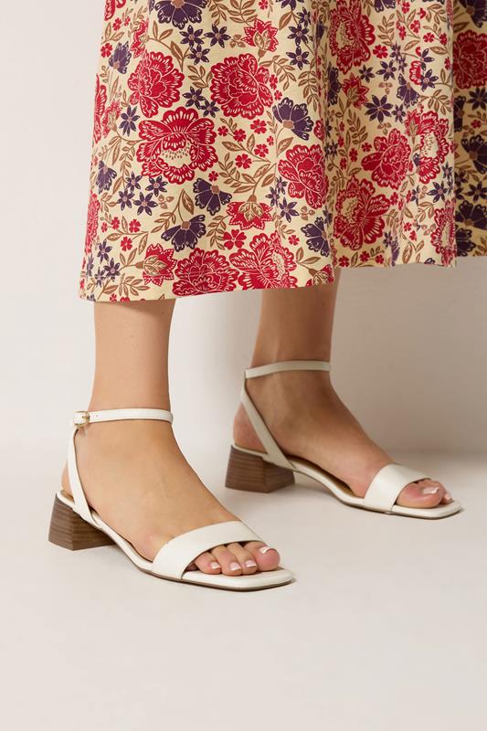 LTS Ivory White Strap Block Heel In Standard Fit | Long Tall Sally 1
