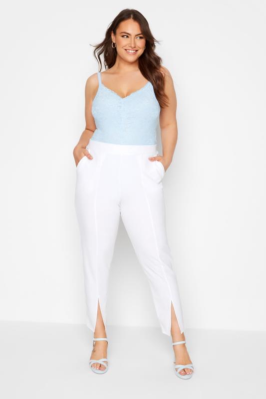 LIMITED COLLECTION Curve White Split Hem Tapered Trousers 2