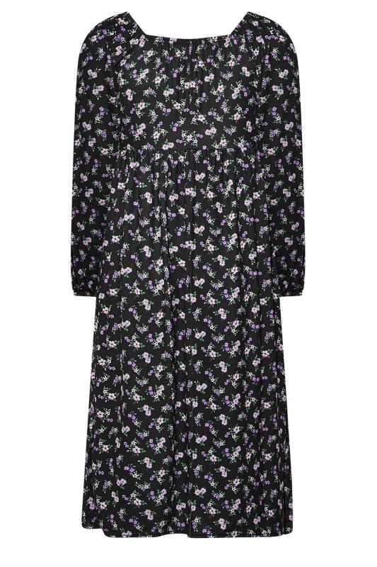 LIMITED COLLECTION Curve Black & Purple Ditsy Print Smock Dress 7