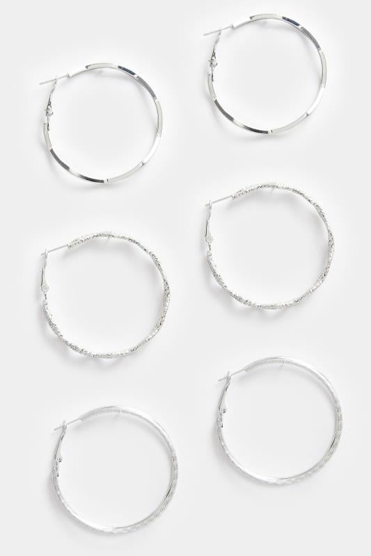 Silver Tone Wave Hoop Earring Set 3 Pack | Yours Clothing 2