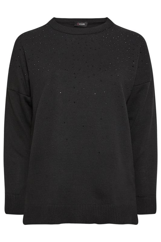 YOURS Plus Size Black Embellished Knitted Jumper | Yours Clothing 5