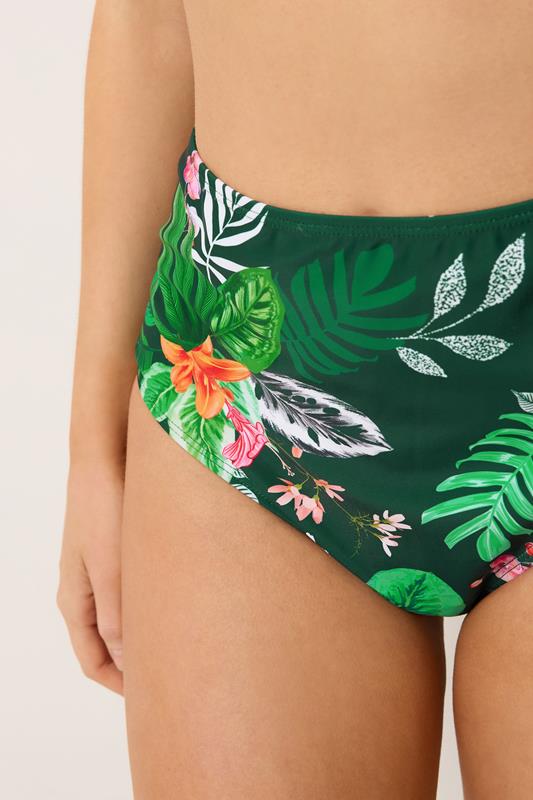 M&Co Green Tropical Print High Waisted Bikini Briefs  5