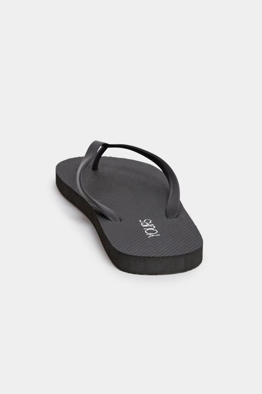 Black Flip Flops In Extra Wide EEE Fit | Yours Clothing 4