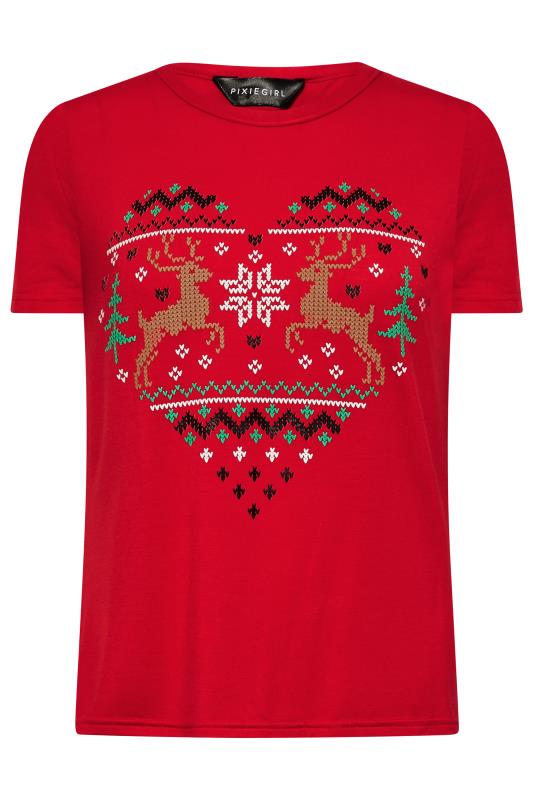 Petite Red Fairlise Christmas Heart T-Shirt | PixieGirl 6