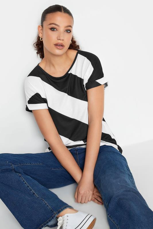 LTS Tall White & Black Stripe T-Shirt | Long Tall Sally  1