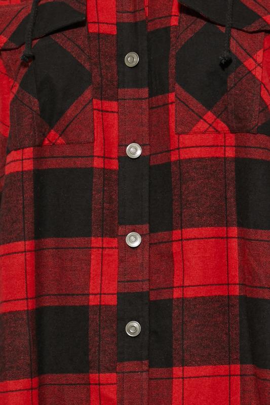 Plus Size Red Check Hooded Shirt | Yours Clothing 5