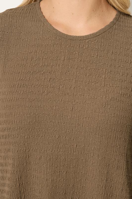 YOURS Plus Size Brown Textured Swing Top | Yours Clothing 4
