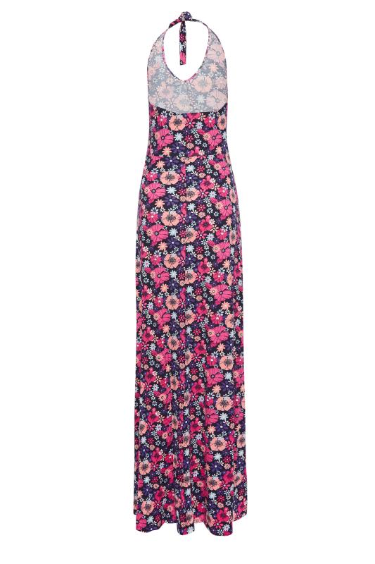 LTS Tall Womens Pink Floral Halter Neck Split Maxi Dress | Long Tall Sally  7