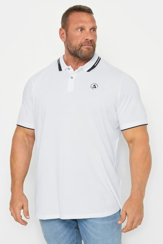  Grande Taille JACK & JONES Big & Tall White 3D Logo Polo Shirt