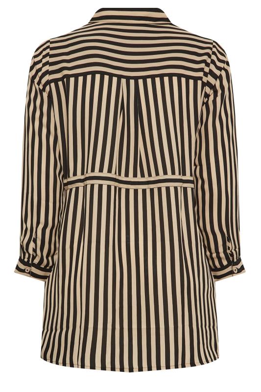 YOURS Plus Size Beige Brown Stripe Print Utility Tunic Shirt | Yours Clothing 7