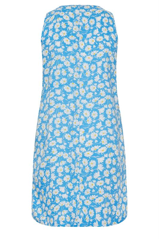 YOURS Plus Size Curve Light Blue Daisy Print Pocket Smock Dress | Yours Clothing  7