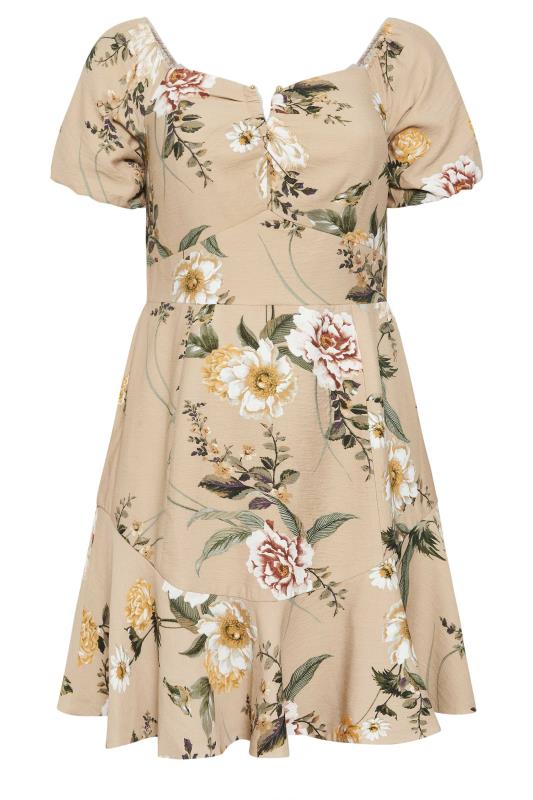  Grande Taille City Chic Neutral Brown Finch Floral Dress