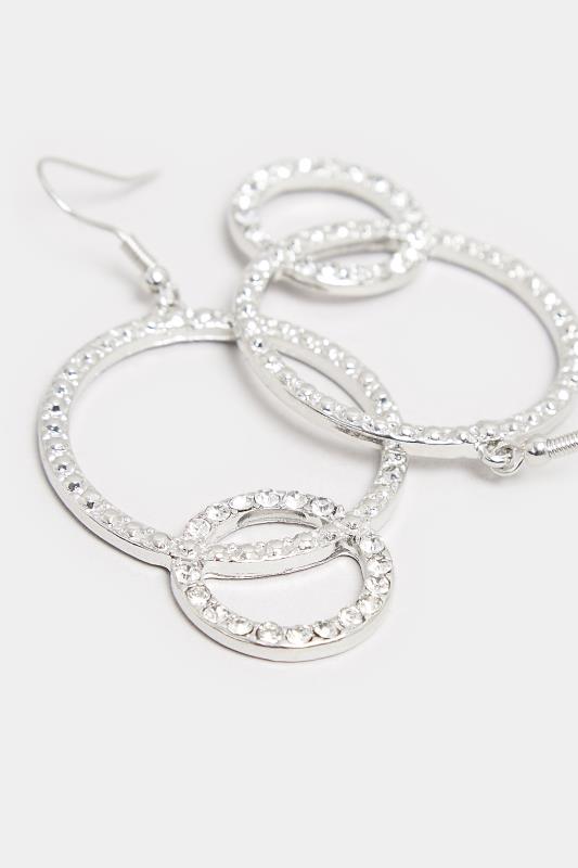Silver Tone Linked Circle Hoop Earrings | Yours Clothing 3