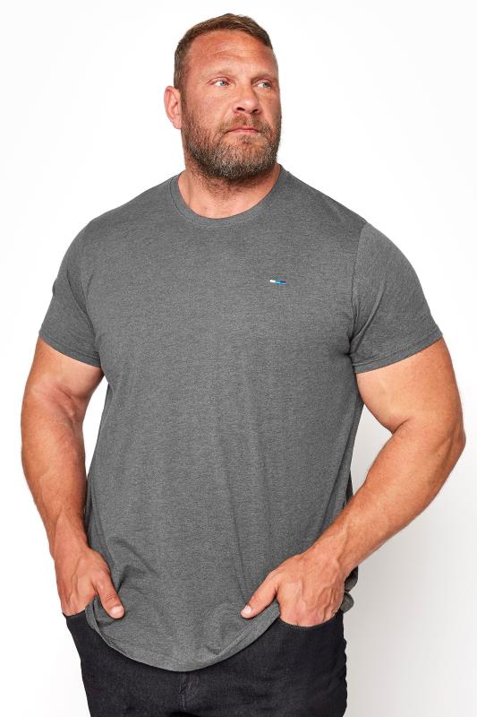 T-Shirts Grande Taille BadRhino Big & Tall Charcoal Grey Plain T-Shirt