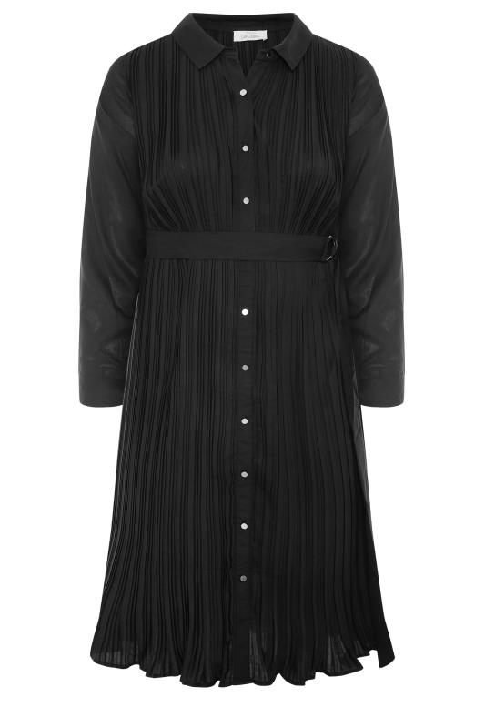 YOURS LONDON Black Pleat Midaxi Shirt Dress_F.jpg