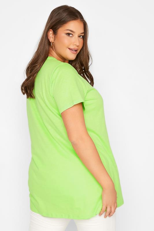 Curve Lime Green Broderie Anglaise Neckline T-Shirt 3