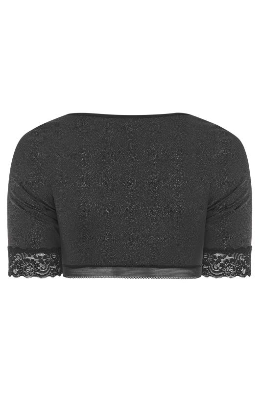 Curve Black Sparkle Front Fastening Armwear Top 6