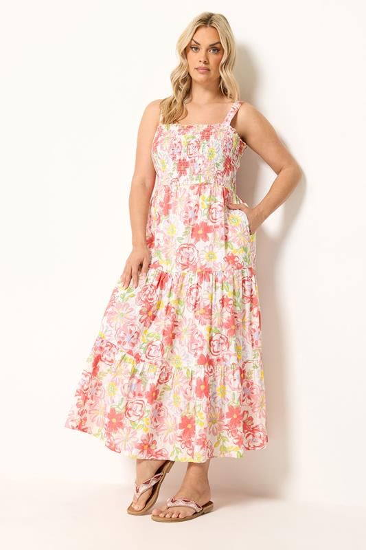 YOURS Plus Size White Floral Tiered Sundress | Yours Clothing 1