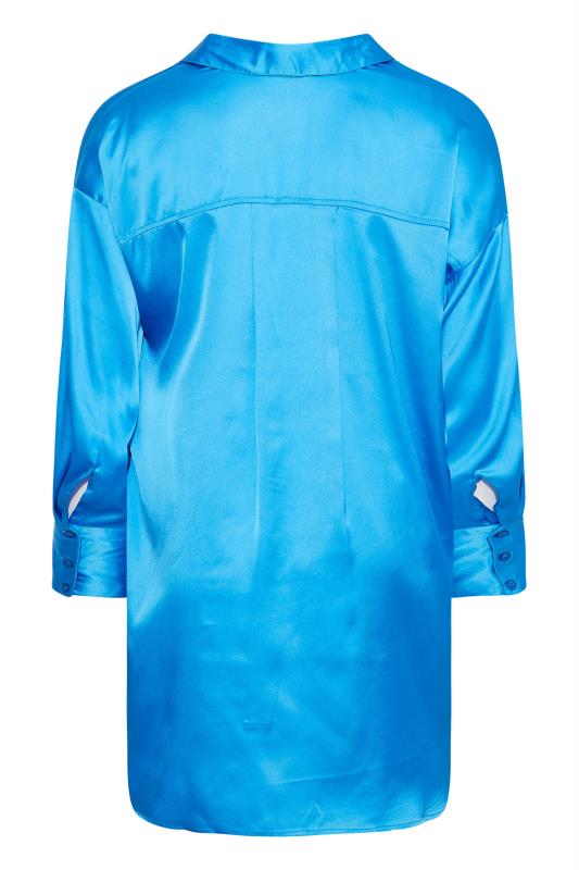 LIMITED COLLECTION Plus Size Cobalt Blue Satin Shirt | Yours Clothing 6