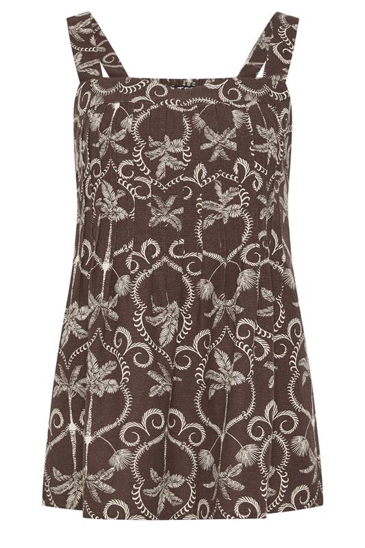 LTS Tall Women's Chocolate Brown Palm Leaf Pleated Linen Vest Top | Long Tall Sally 5
