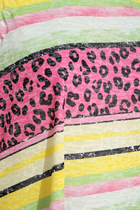Plus Size Pink Leopard Print Stripe Vest Top | Yours Clothing 5