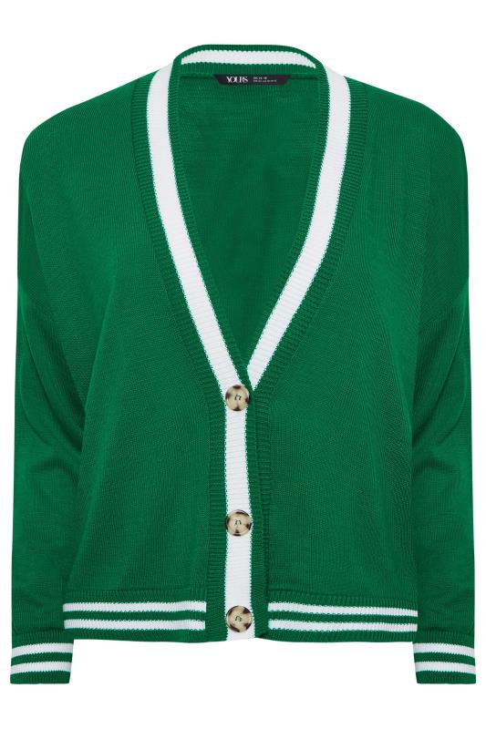 Plus Size  YOURS PETITE Curve Green Varsity Stripe Cardigan