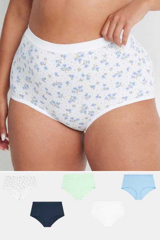  Tallas Grandes YOURS Curve 5 PACK Blue Floral Print Full Briefs