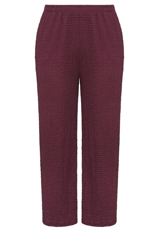 YOURS Plus Size Burgundy Red Bubble Textured Trousers | Yours Clothing 5
