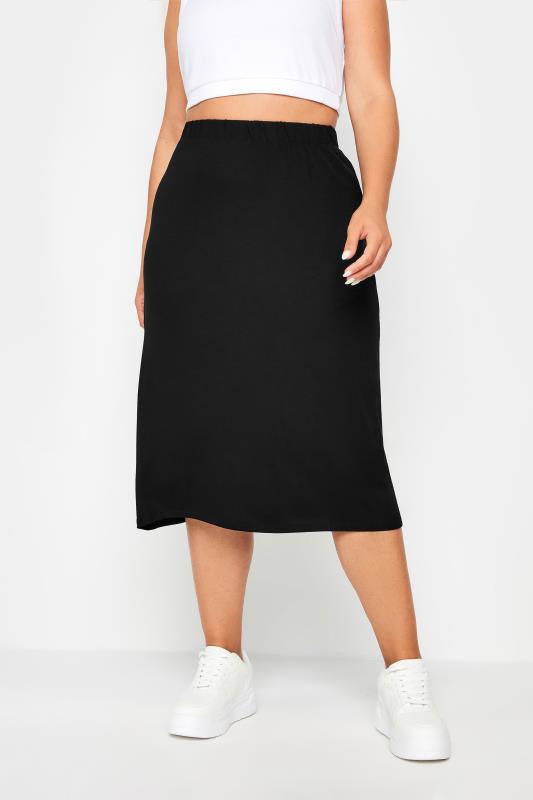 YOURS Plus Size Black Midi Tube Skirt | Yours Clothing 1