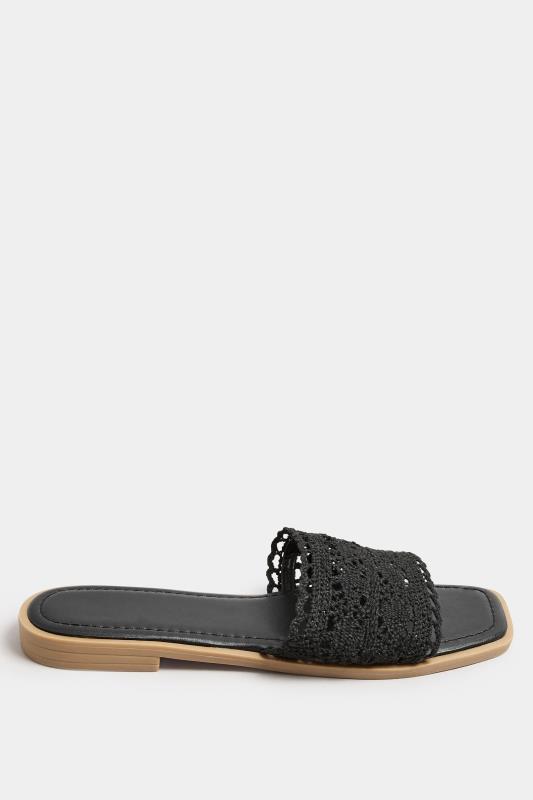 Black Crochet Mule Sandals In Extra Wide EEE Fit 3