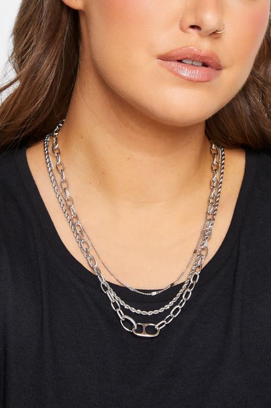 Plus Size  3 PACK Silver Chain Necklace Set