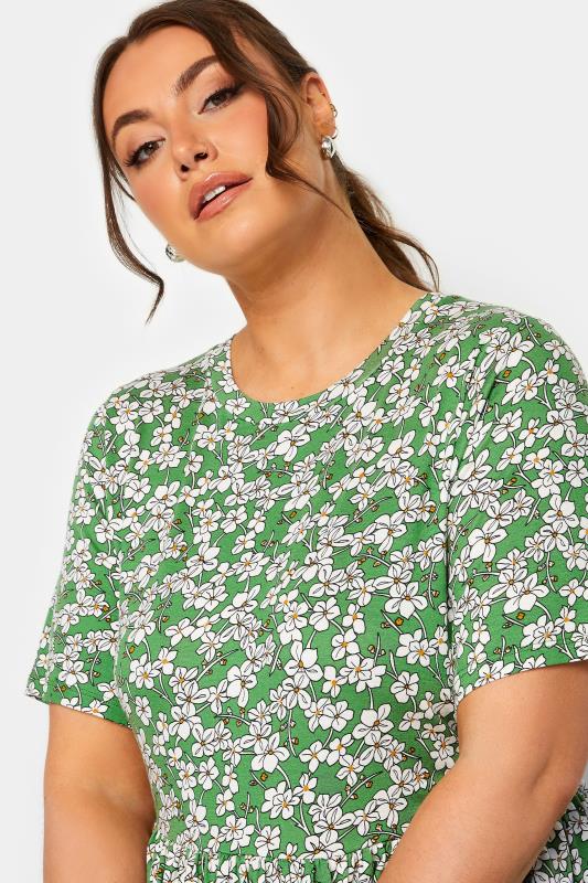 YOURS Curve Green Floral Smock Dress | Yours Clothing  4