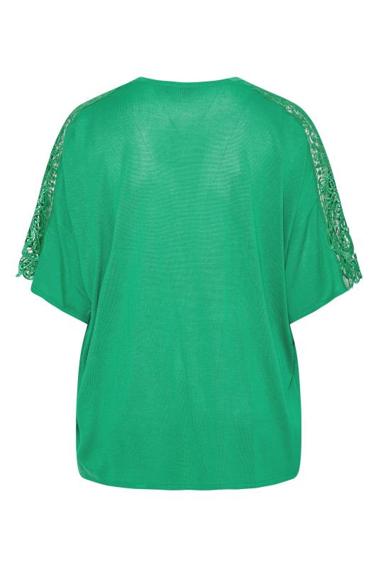 Plus Size Green Lace Sleeve Kimono Cardigan | Yours Clothing  7