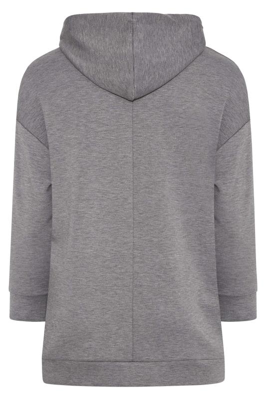 Plus Size Grey Marl Side Zip Hoodie | Yours Clothing 7
