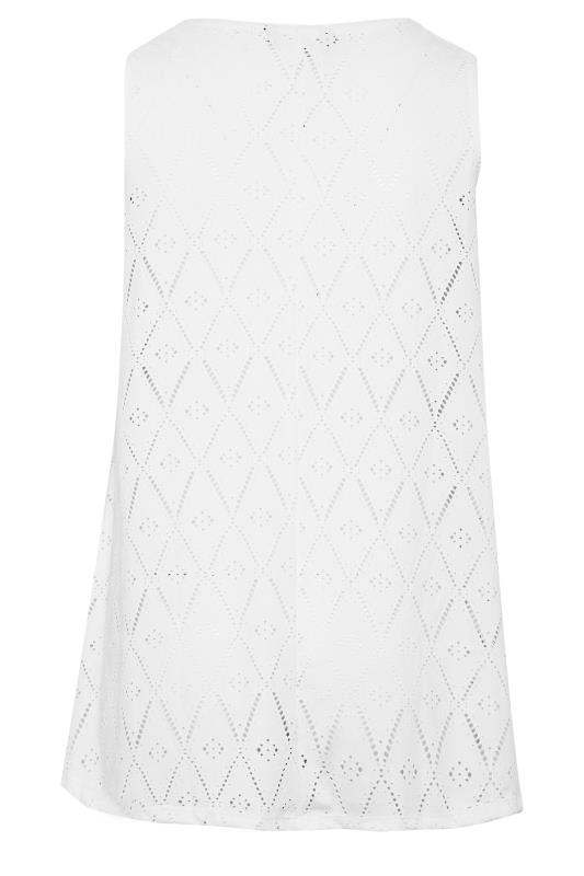 YOURS Plus Size White Broderie Anglaise Pleated Vest Top | Yours Clothing 7
